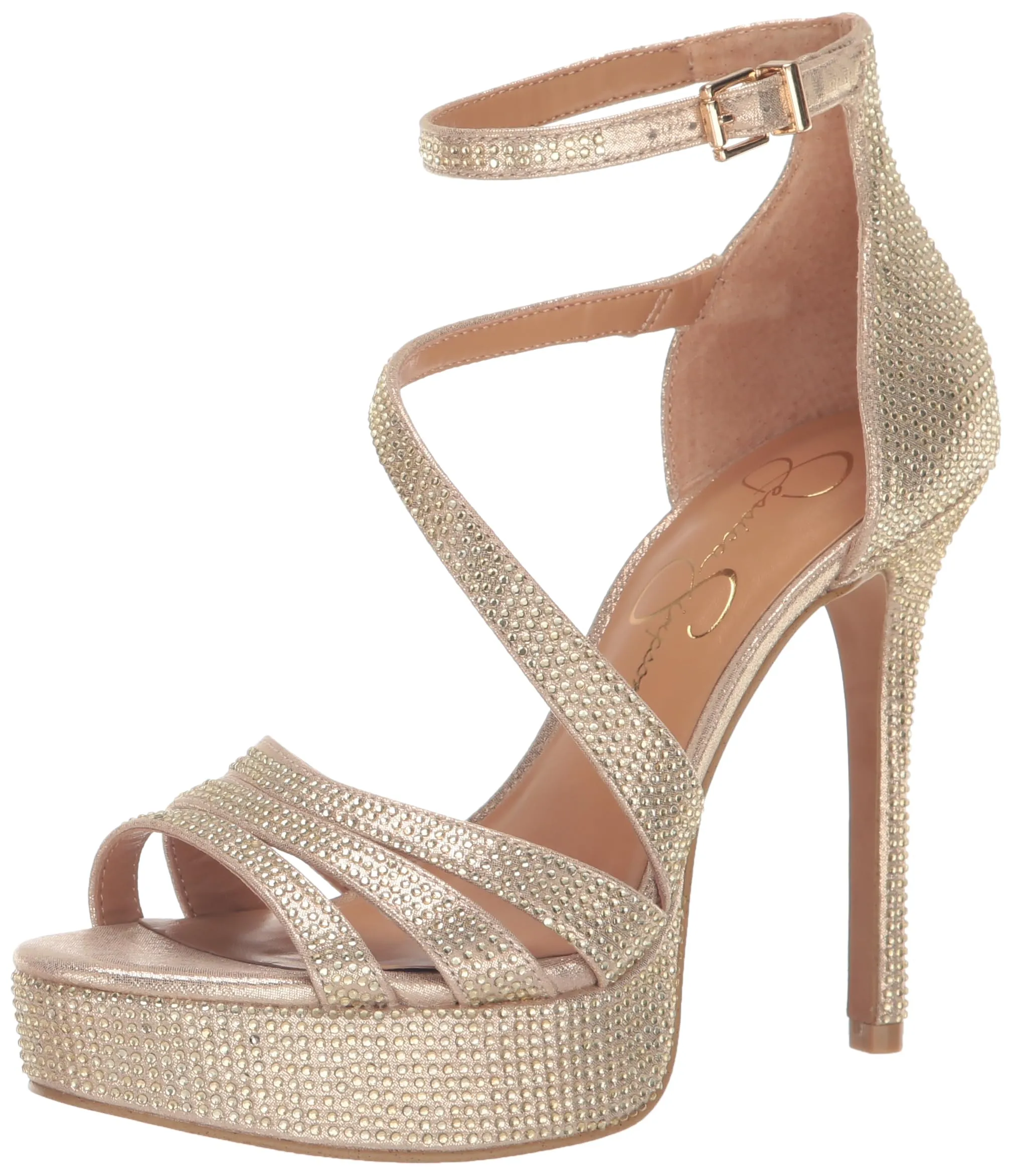 Jessica Simpson Women's Shyremin Ankle Strap Platform Sandal Wedge, Champagne, 9