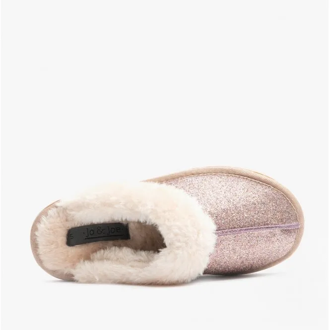 Jo & Joe SPARKLE Womens Slippers Rose Pink