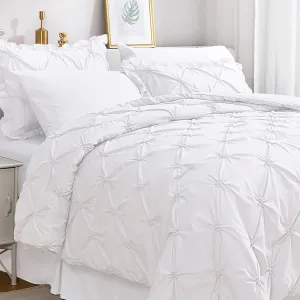 JOLLYVOGUE King Size Comforter Set 7 Pieces,White Bed in a Bag Comforter Set for Bedroom, Beddding Sets with Comforter, Sheets,Ruffled Shams & Pillowcases