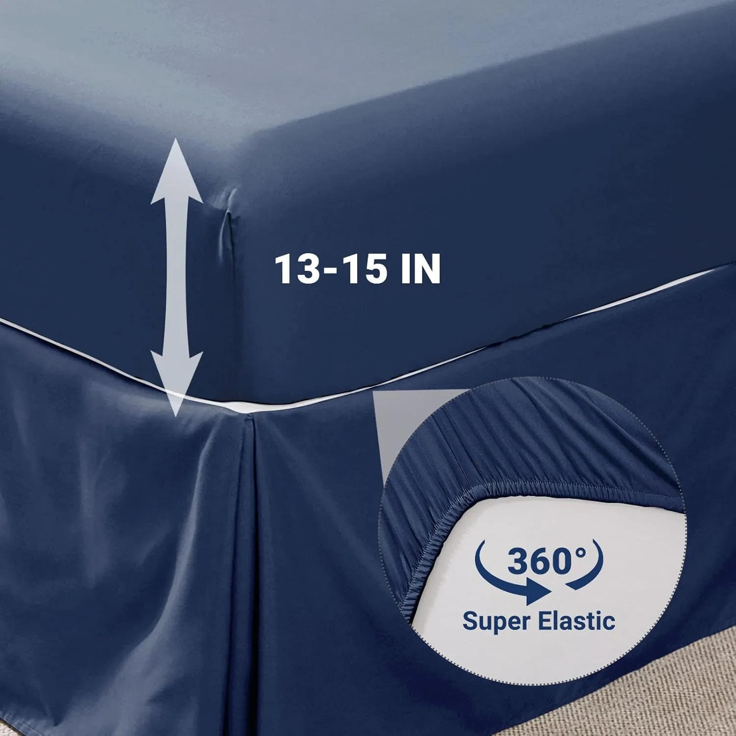 JOLLYVOGUE Queen Comforter Set 7 Pieces, Navy Blue Bed in a Bag Comforter Set for Bedroom, Bedding Comforter Sets with Comforter, Sheets,Ruffled Shams & Pillowcases