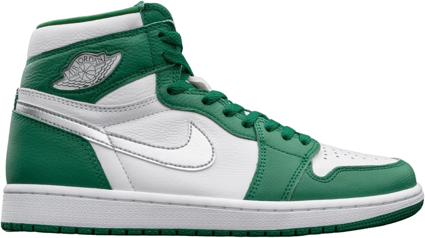 Jordan Men's 1 Retro High OG shoes, Gorge Green/Metallic Silver-wh, 9
