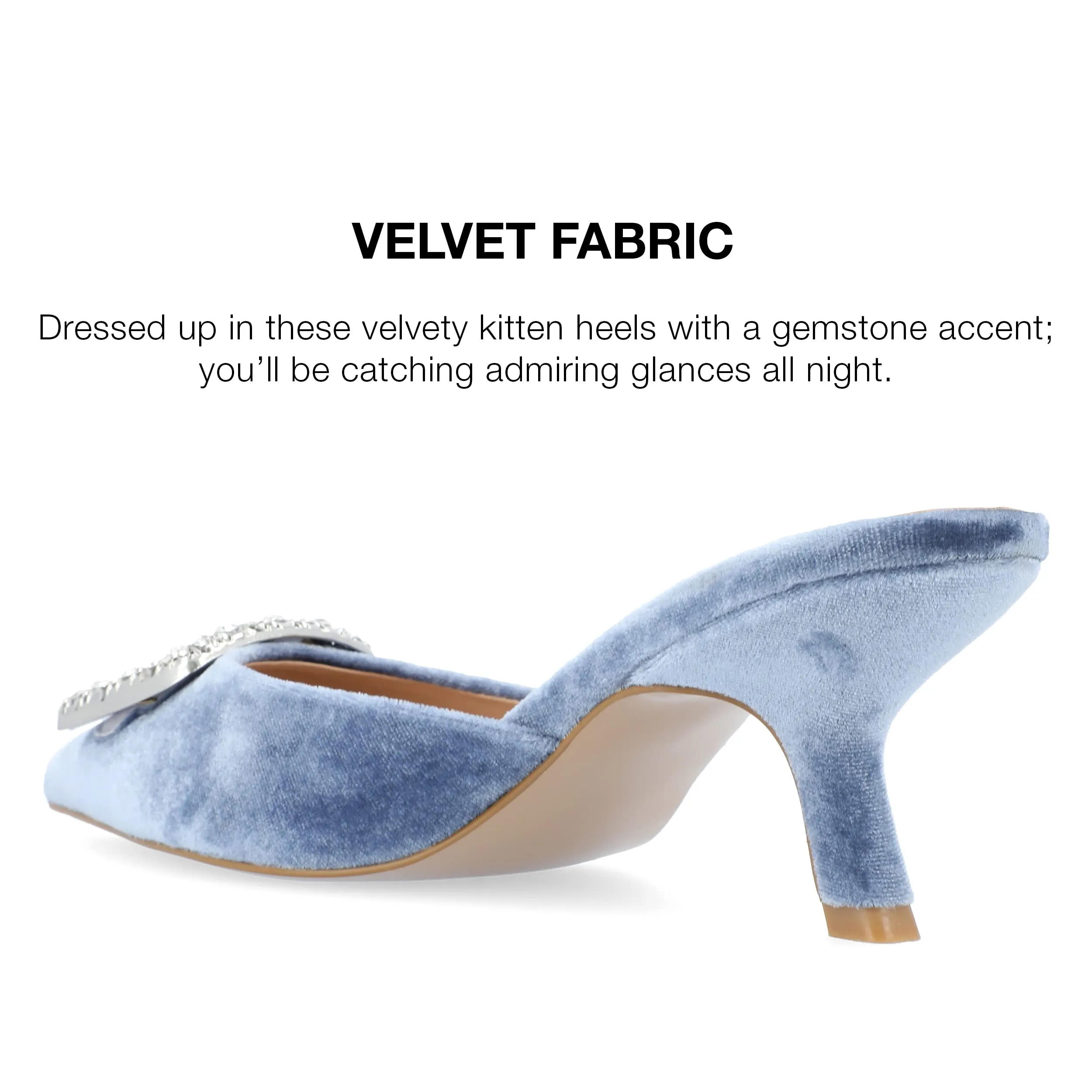Journee Womens Rishie Slip On Kitten Heel Mule Evening Pumps
