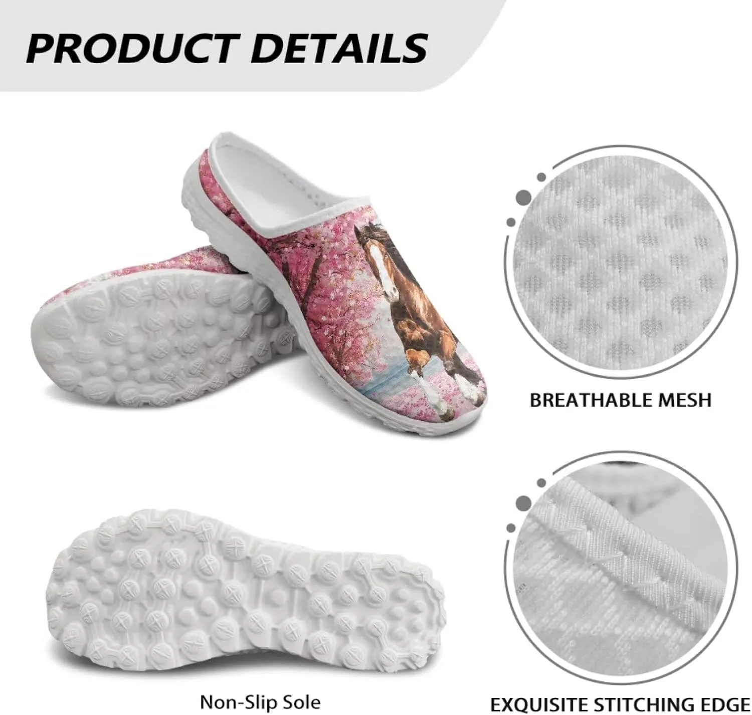 JoyLamoria Animal Pattern House Womens Shoes Mule Casual Sport Sneakers Breathable Slip on Walking Mesh
