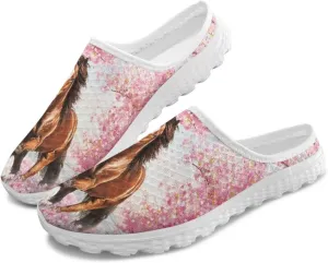 JoyLamoria Animal Pattern House Womens Shoes Mule Casual Sport Sneakers Breathable Slip on Walking Mesh