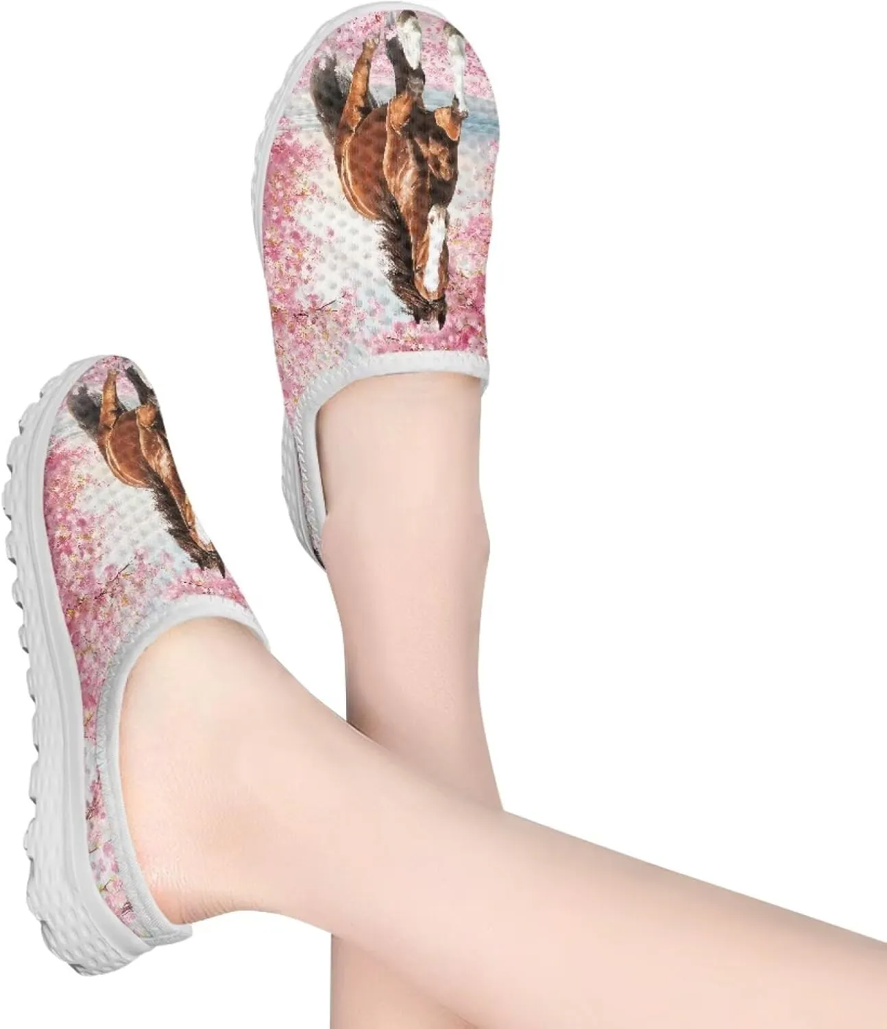 JoyLamoria Animal Pattern House Womens Shoes Mule Casual Sport Sneakers Breathable Slip on Walking Mesh