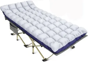 JSEIAJB Folding Camping Cot with Carry Bag Portable Outdoor Chaise Camping Cot Heavy Duty Guest Bed with Mattress