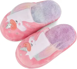KAKU NANU Kids Slippers Fluffy Warm Rainbow Shoes Memory Foam Home Slides for Girls Boys