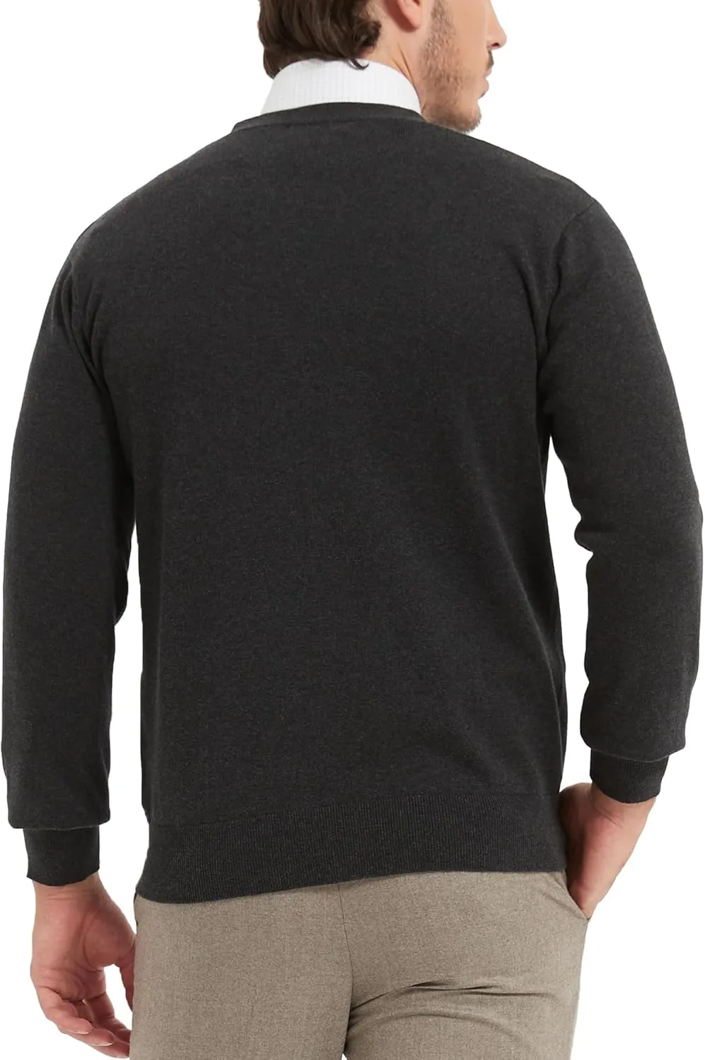 Kallspin Men’s Pure Cotton Cardigan Sweater V-Neck Button Down Cardigan Lightweight Knitwear with Pockets