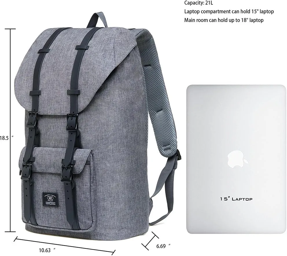 KAUKKO Laptop Outdoor Backpack College Schoolbag Bookbag Travel Hiking Rucksack fits 15-Inch Laptop
