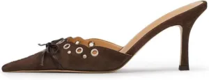 keleimusi Mid Heel Slip On Pumps Studded Bow Heeled Sandals for Women