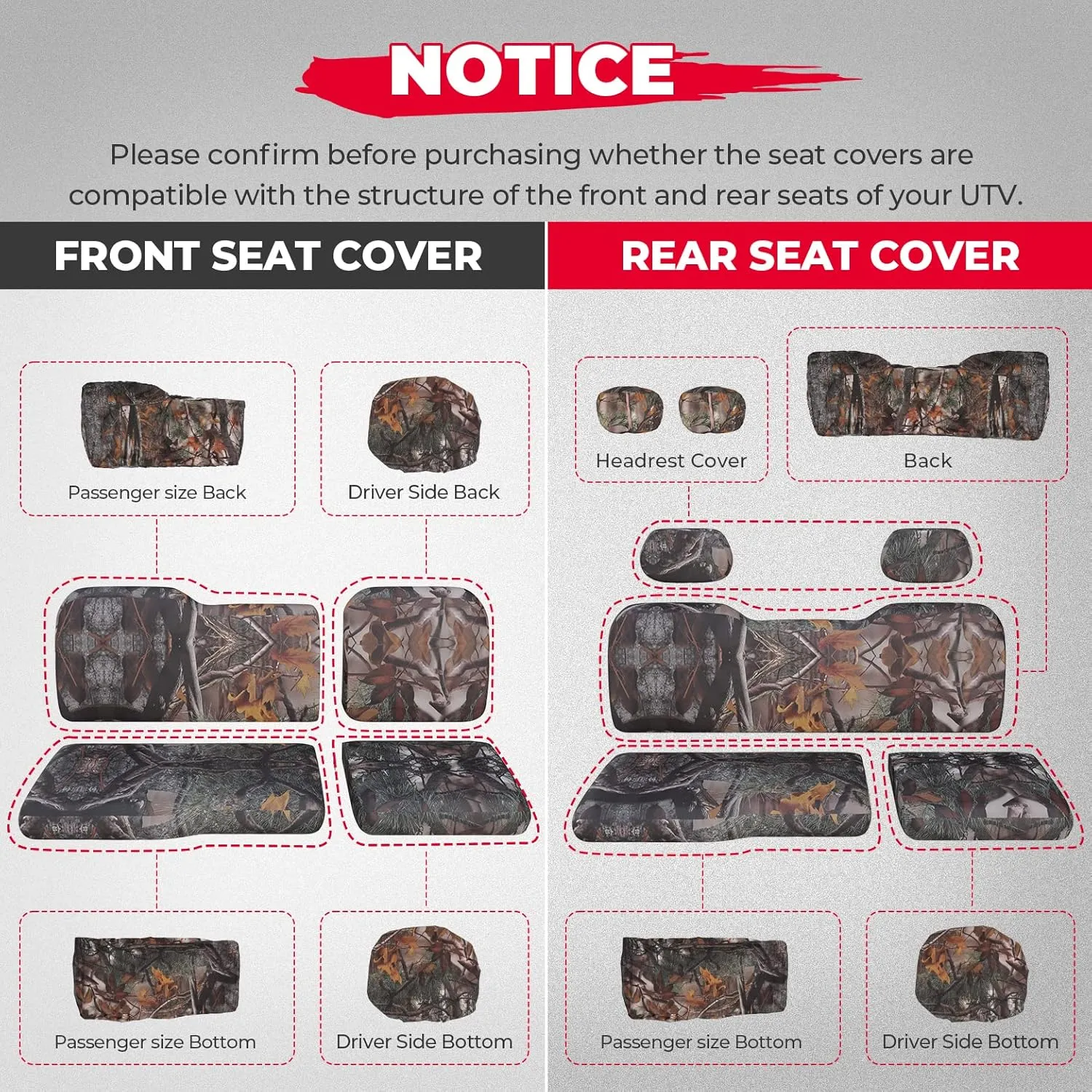 KEMIMOTO 1680D Seat Covers Compatible with Ranger Crew XP 1000, UTV Seat Cover Set with Headrest Cover Compatible with 2020-2023 Polaris Ranger Crew 1000 Premium, 2017-2021 Ranger Crew XP 1000