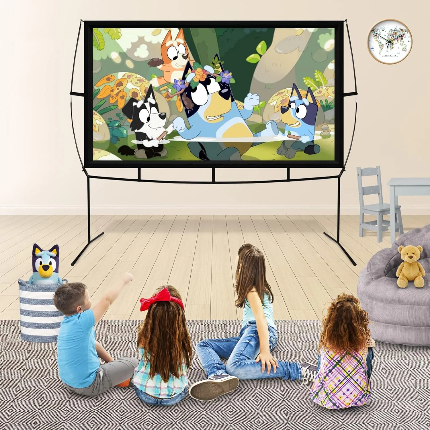 KHOMO GEAR Portable Projector Screen - 100 Inch Projector Screen with Stand - Outdoor and Indoor Projector Screen for Movie Nights, Home Theatre, and Presentations - Front and Rear Projection Screen