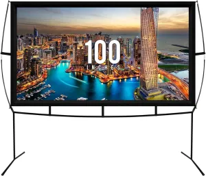 KHOMO GEAR Portable Projector Screen - 100 Inch Projector Screen with Stand - Outdoor and Indoor Projector Screen for Movie Nights, Home Theatre, and Presentations - Front and Rear Projection Screen