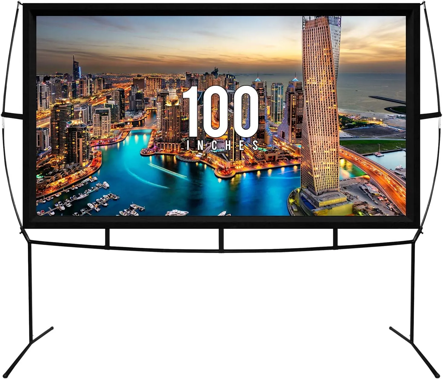 KHOMO GEAR Portable Projector Screen - 100 Inch Projector Screen with Stand - Outdoor and Indoor Projector Screen for Movie Nights, Home Theatre, and Presentations - Front and Rear Projection Screen