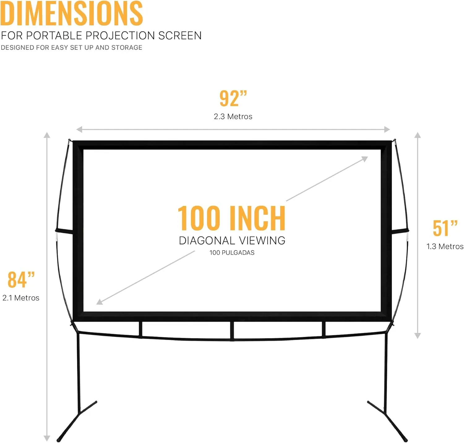 KHOMO GEAR Portable Projector Screen - 100 Inch Projector Screen with Stand - Outdoor and Indoor Projector Screen for Movie Nights, Home Theatre, and Presentations - Front and Rear Projection Screen