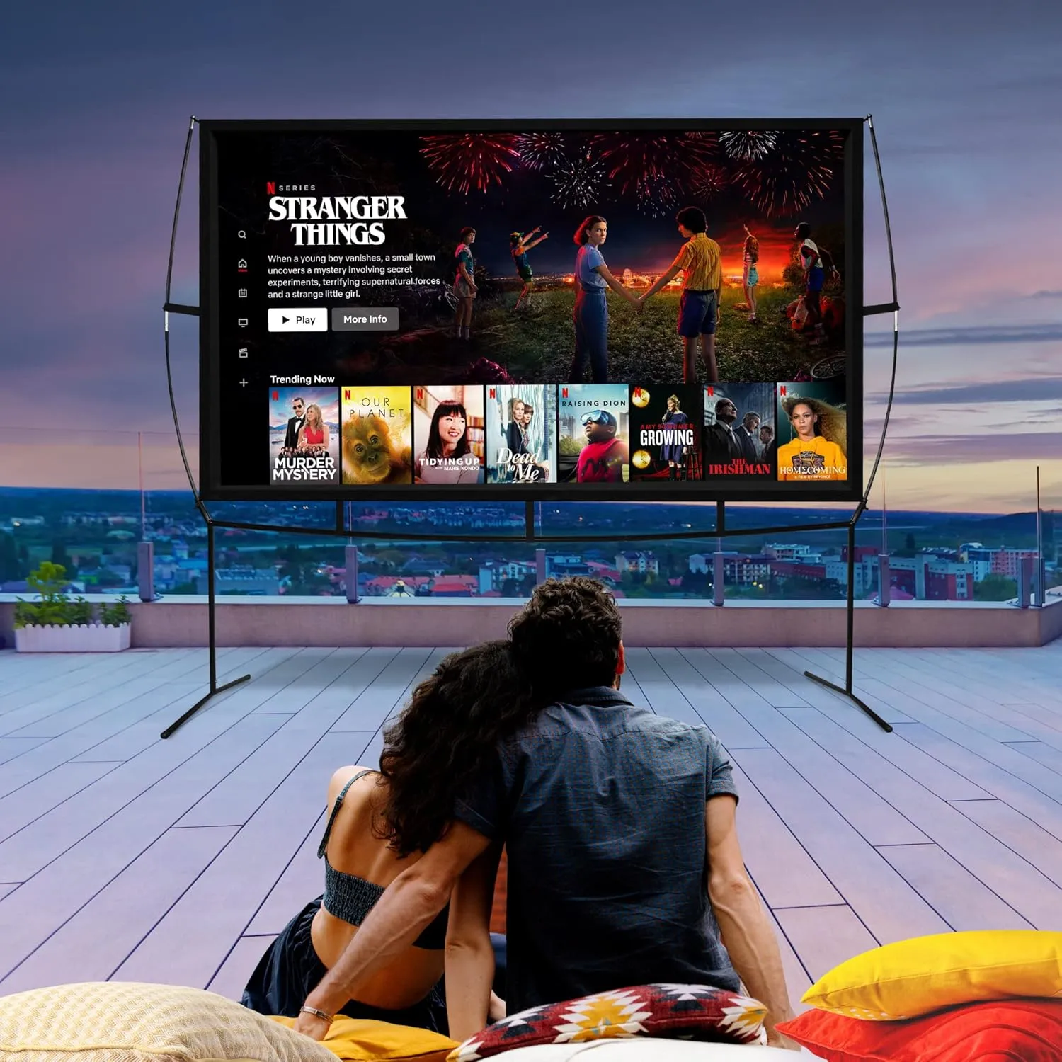 KHOMO GEAR Portable Projector Screen - 100 Inch Projector Screen with Stand - Outdoor and Indoor Projector Screen for Movie Nights, Home Theatre, and Presentations - Front and Rear Projection Screen