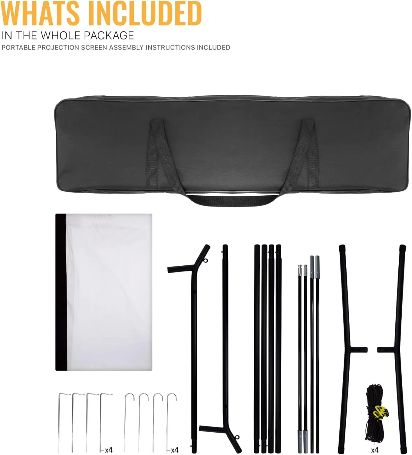 KHOMO GEAR Portable Projector Screen - 100 Inch Projector Screen with Stand - Outdoor and Indoor Projector Screen for Movie Nights, Home Theatre, and Presentations - Front and Rear Projection Screen