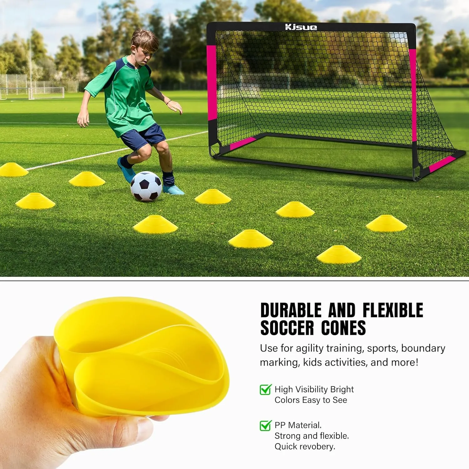 Kids Soccer Goal for Backyard Set - 2 of 6x4 ft Soccer Goals Training Equipment, Soccer Net for Kids Age 3-5 6-8 8-10 10-12, Ball, Targets for Toddler Kid Youth Soccer Games Sports Outdoor Play