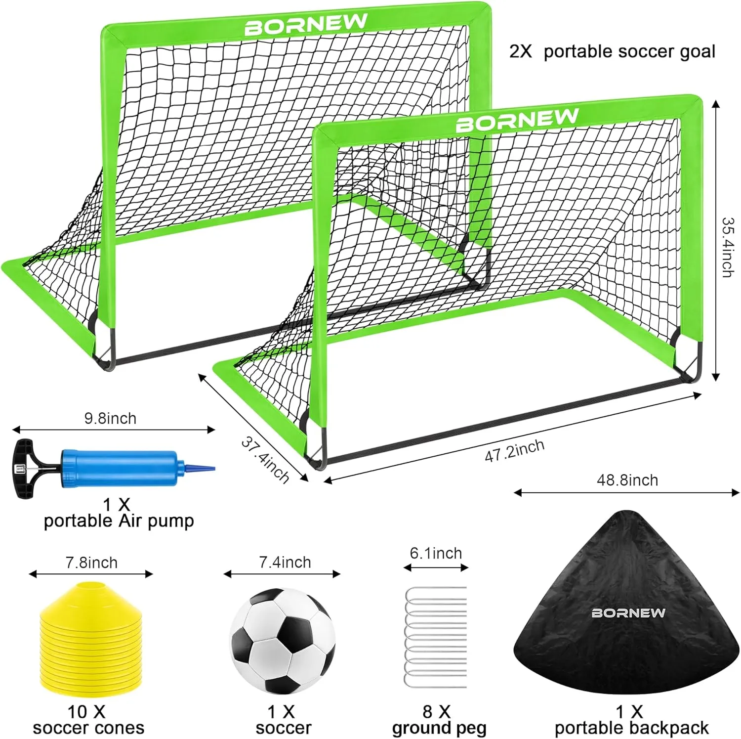 Kids Soccer Goal for Backyard Set - 2 Set of 6X4 / 4X3 ft Toddler Soccer Nets Training Equipment, Soccer Ball, Pop Up Portable Soccer Set for Kids and Youth Games and Training Goals Ages 3-16 Gift