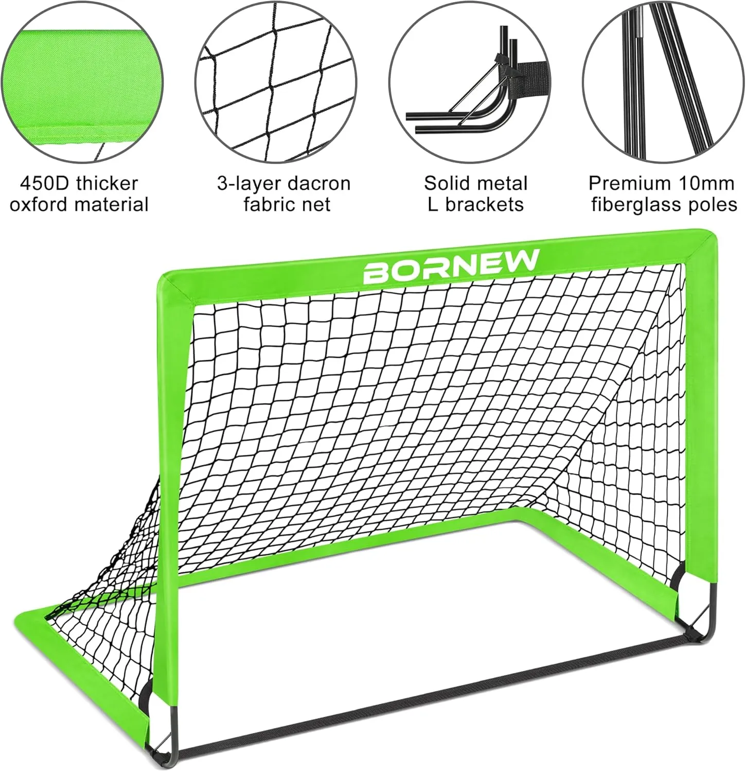 Kids Soccer Goal for Backyard Set - 2 Set of 6X4 / 4X3 ft Toddler Soccer Nets Training Equipment, Soccer Ball, Pop Up Portable Soccer Set for Kids and Youth Games and Training Goals Ages 3-16 Gift