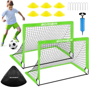 Kids Soccer Goal for Backyard Set - 2 Set of 6X4 / 4X3 ft Toddler Soccer Nets Training Equipment, Soccer Ball, Pop Up Portable Soccer Set for Kids and Youth Games and Training Goals Ages 3-16 Gift