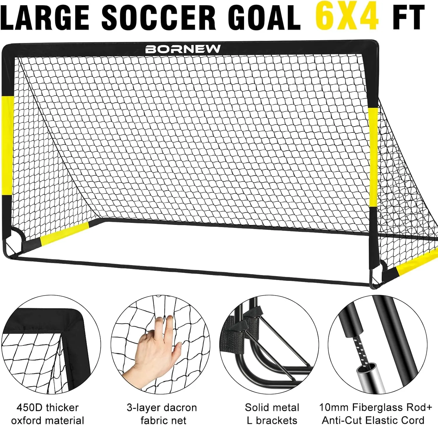 Kids Soccer Goal for Backyard Set - 2 Set of 6X4 ft Toddler Soccer Nets Training Equipment, Soccer Ball, Pop Up Portable Soccer Set for Kids and Youth Games and Training Goals Ages 3-16 Gift