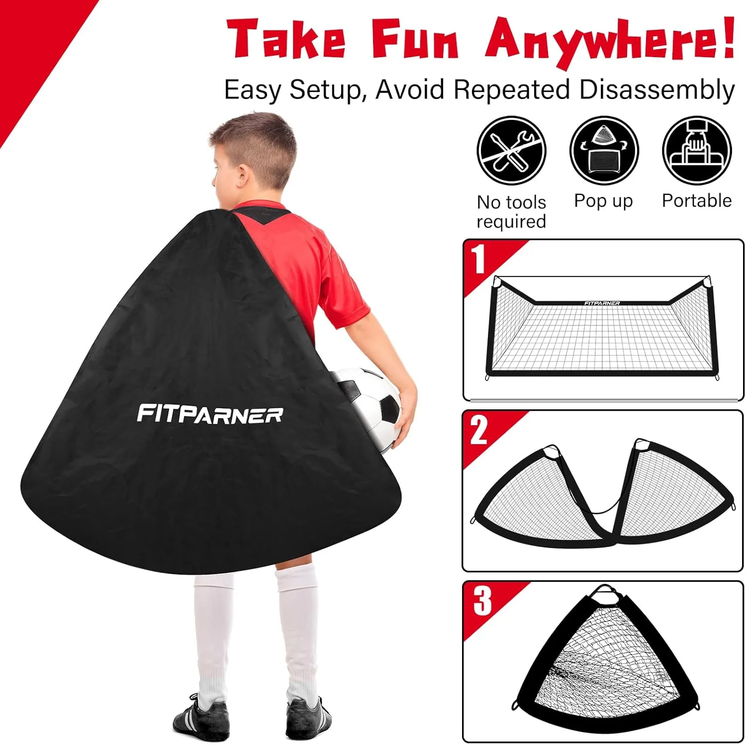 Kids Soccer Goal for Backyard Set,2 Pack of 4x3 ft Portable Pop Up Soccer Nets,Complete Youth Training Equipment with Target,Ball & Cones for Kids 3-14 Goal Practice,Outdoor Sports Game