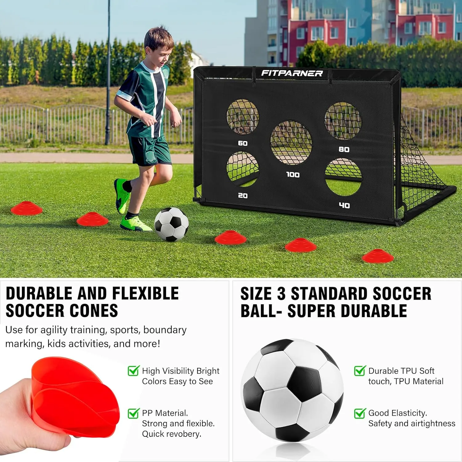 Kids Soccer Goal for Backyard Set,2 Pack of 4x3 ft Portable Pop Up Soccer Nets,Complete Youth Training Equipment with Target,Ball & Cones for Kids 3-14 Goal Practice,Outdoor Sports Game