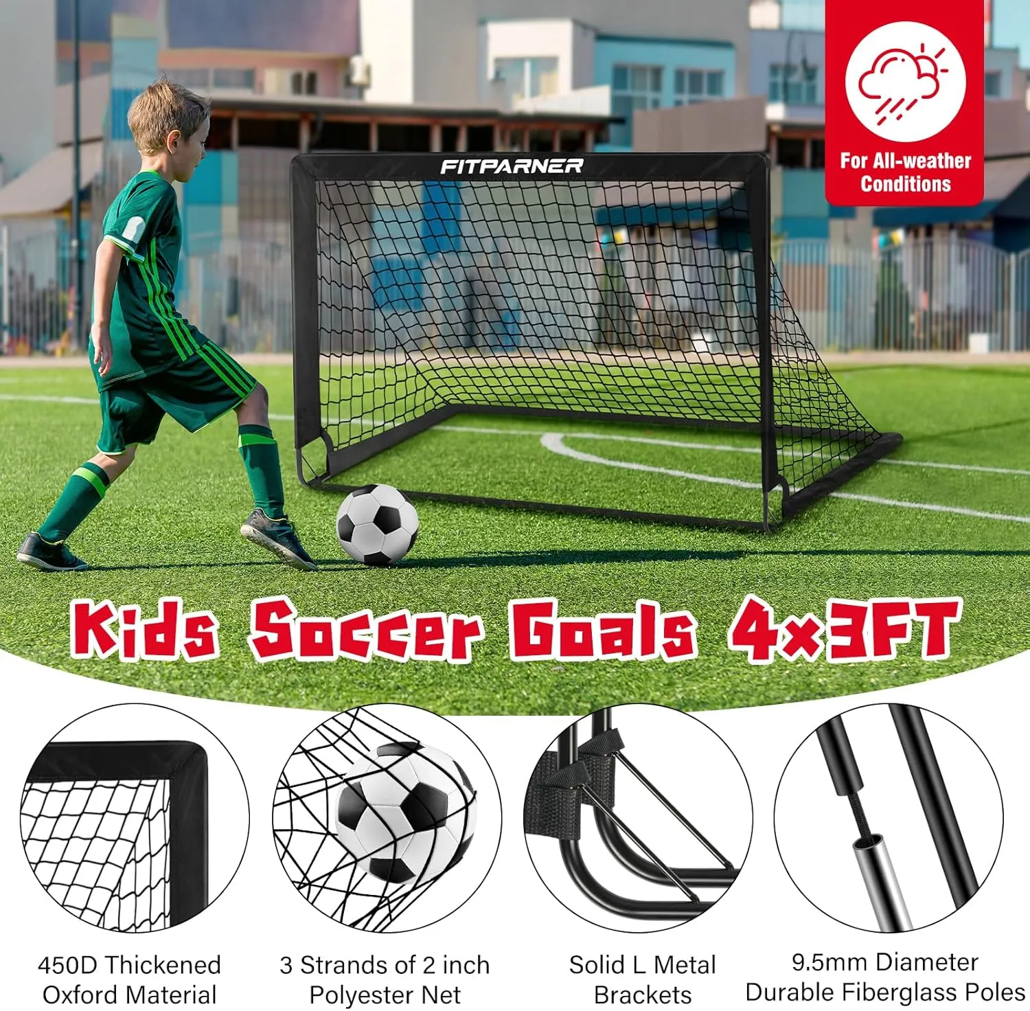 Kids Soccer Goal for Backyard Set,2 Pack of 4x3 ft Portable Pop Up Soccer Nets,Complete Youth Training Equipment with Target,Ball & Cones for Kids 3-14 Goal Practice,Outdoor Sports Game