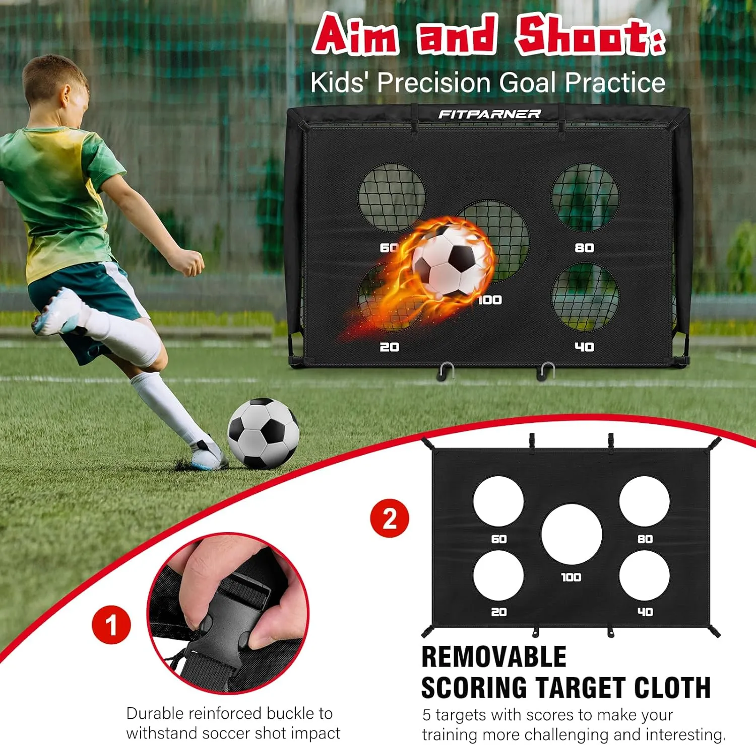 Kids Soccer Goal for Backyard Set,2 Pack of 4x3 ft Portable Pop Up Soccer Nets,Complete Youth Training Equipment with Target,Ball & Cones for Kids 3-14 Goal Practice,Outdoor Sports Game
