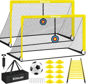 Kids Soccer Goal, Soccer Goals for Backyard Set of 2, 5x3.6ft Portable Soccer Goal Pop Up Soccer Net Training Equipment with Targets for Kids Age 3-5 6-8 8-12 10-12 Outdoor Yard Games