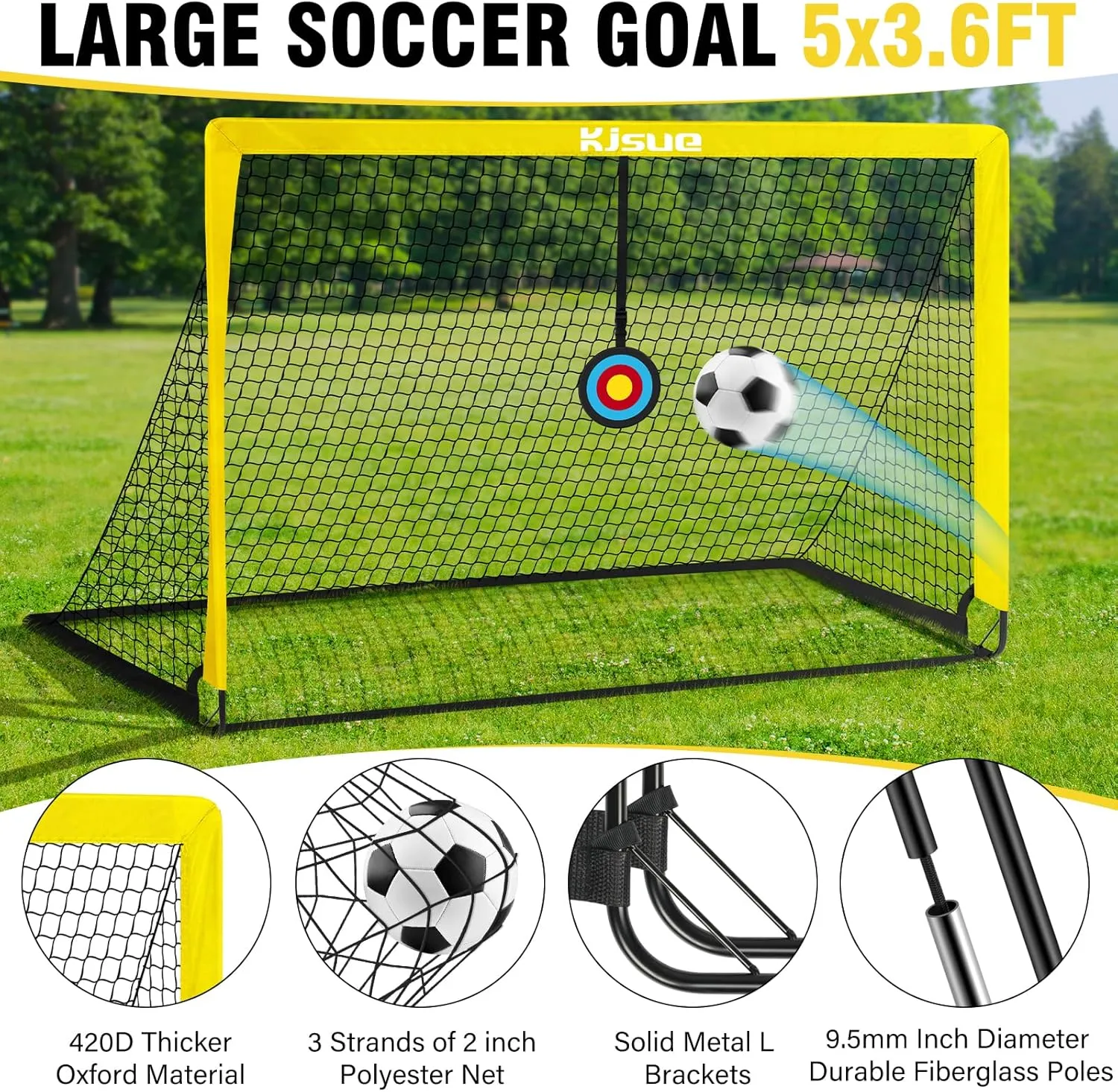 Kids Soccer Goal, Soccer Goals for Backyard Set of 2, 5x3.6ft Portable Soccer Goal Pop Up Soccer Net Training Equipment with Targets for Kids Age 3-5 6-8 8-12 10-12 Outdoor Yard Games
