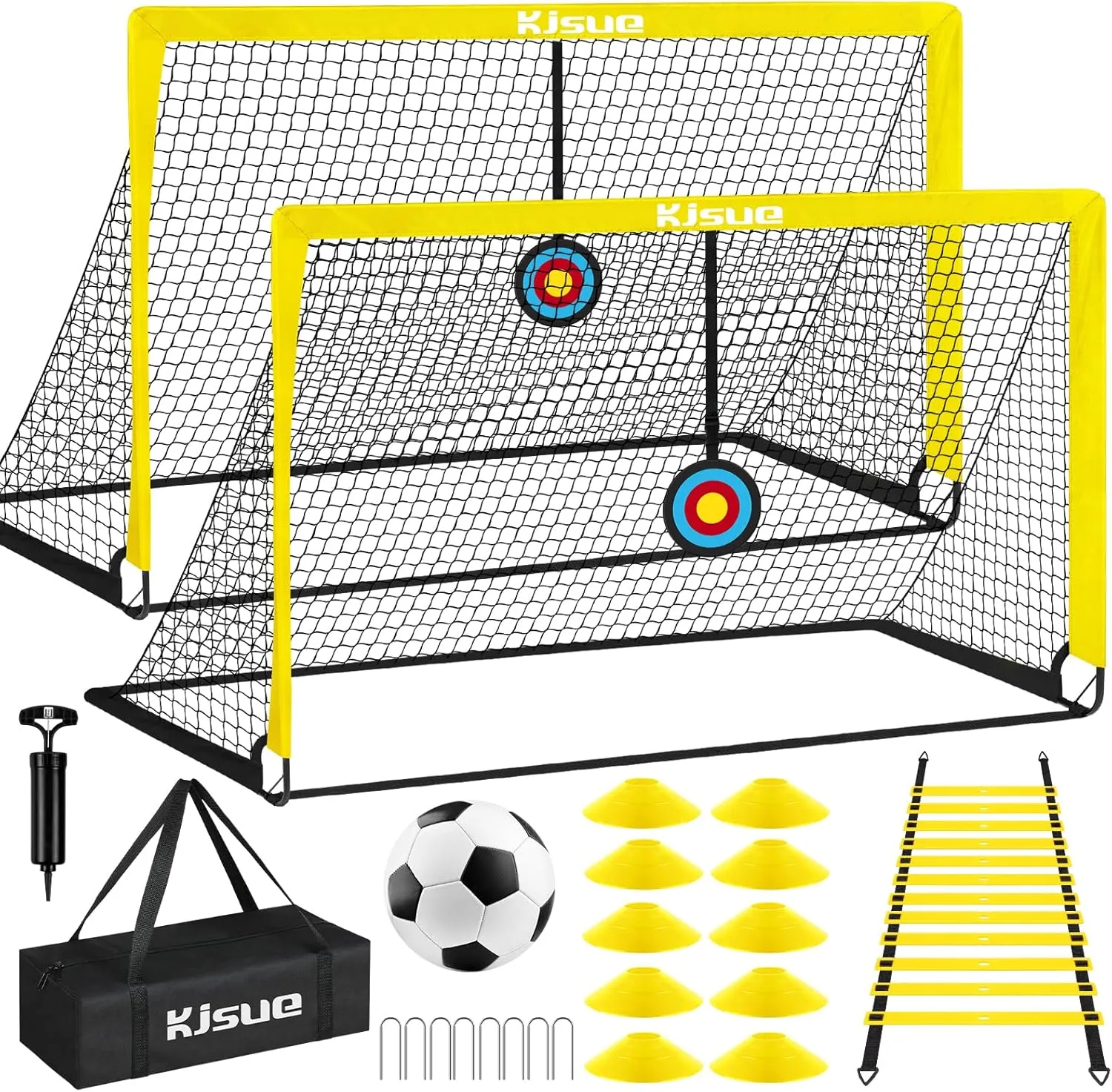 Kids Soccer Goal, Soccer Goals for Backyard Set of 2, 5x3.6ft Portable Soccer Goal Pop Up Soccer Net Training Equipment with Targets for Kids Age 3-5 6-8 8-12 10-12 Outdoor Yard Games