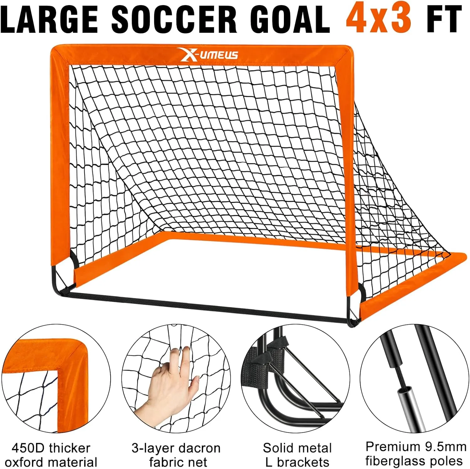 Kids Soccer Goals for Backyard Set- 2 of 6X4/ 4X3 ft Toddler Soccer Goal Training Equipment with Soccer Ball, Ladder, Pop Up Soccer Net for Kids Age 3-5 4-6 6-8 8-12 10-12 Outdoor Games Sports Gift