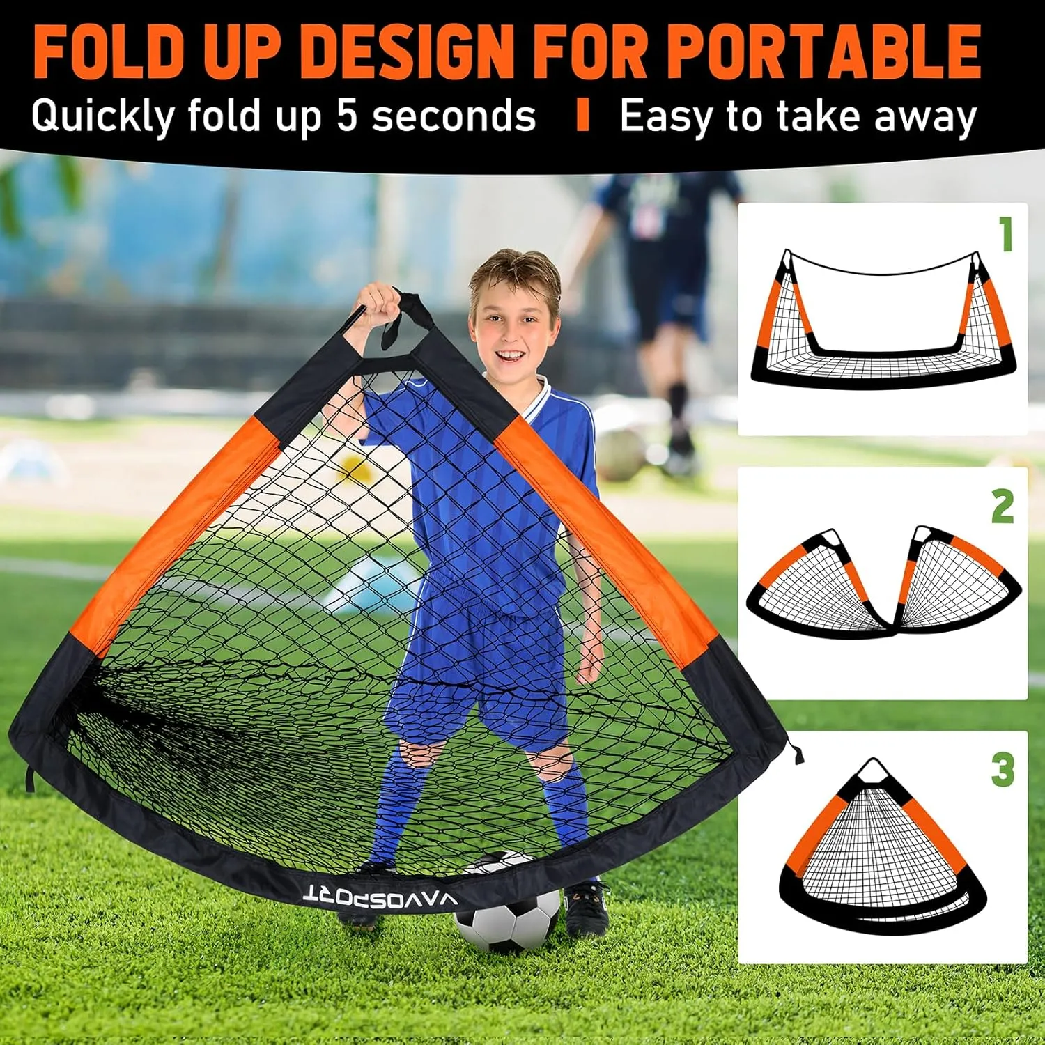 Kids Soccer Goals for Backyard Set, 2 of 6x4 ft Portable Pop Up Soccer Goal Training Equipment, Soccer Net with Soccer Ball, Ladder, Cones, Soccer Set for Youth Toddler Games, Sports