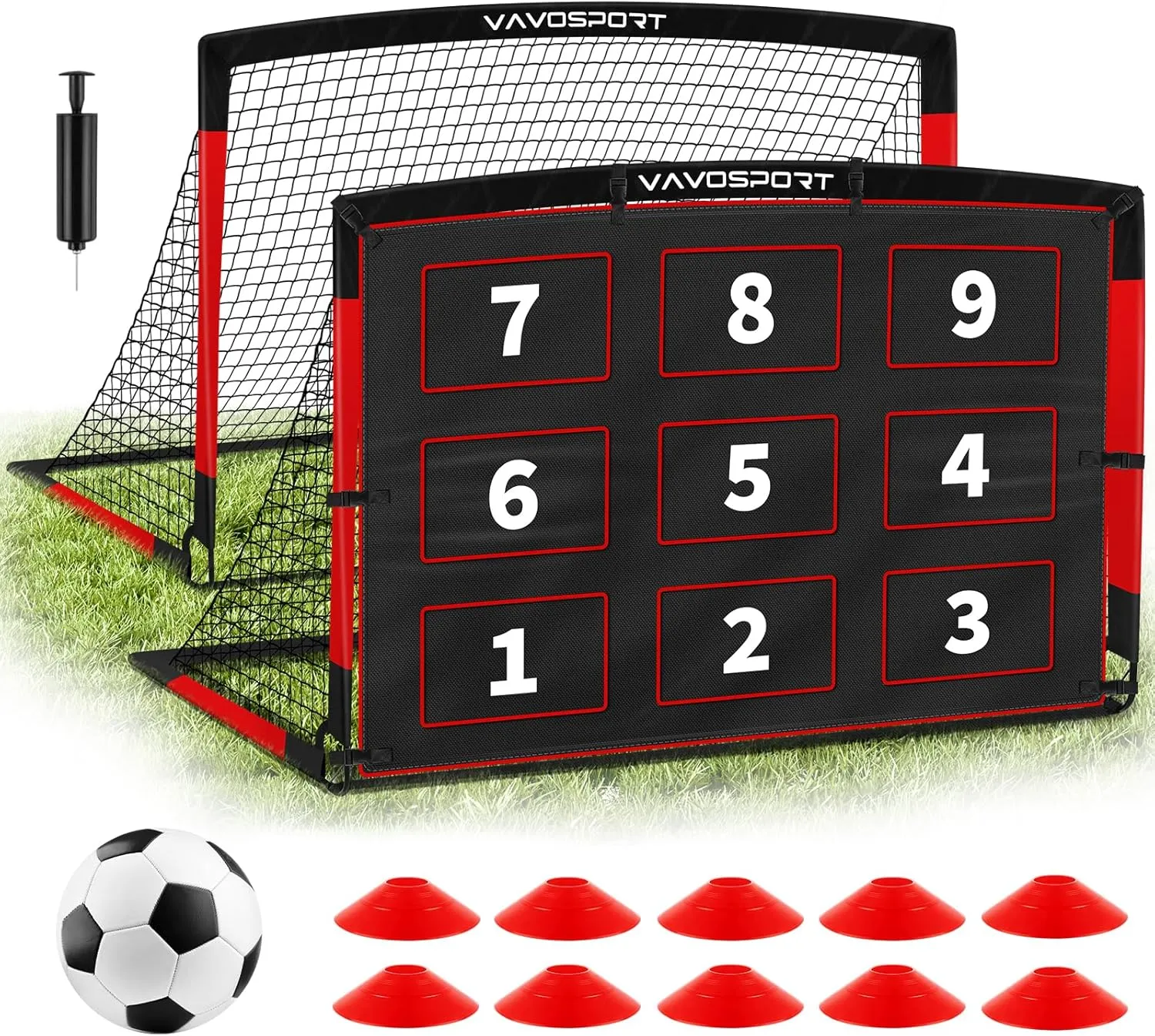 Kids Soccer Goals for Backyard Set,2 of 6x4 ft Portable Pop Up Soccer Goal Training Equipment, Soccer Net with Soccer Ball, Target, Cones, Soccer Set for Youth Toddler Games, Sports Outdoor Play
