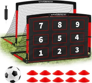 Kids Soccer Goals for Backyard Set,2 of 6x4 ft Portable Pop Up Soccer Goal Training Equipment, Soccer Net with Soccer Ball, Target, Cones, Soccer Set for Youth Toddler Games, Sports Outdoor Play