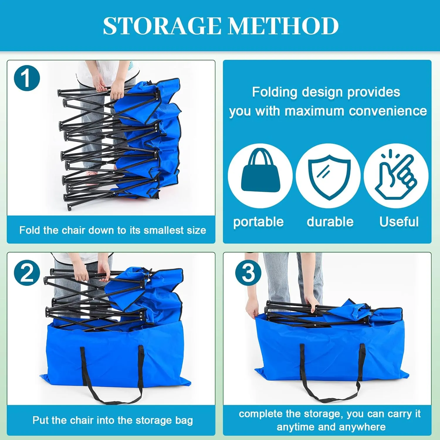 Kigley Portable 4 Seat Soccer Bench Chairs Foldable Team Sports Bench with Pockets and Carrying Bag for Camping Soccer Sports Team Basketball Football Practice Games(Blue,2 Pcs)
