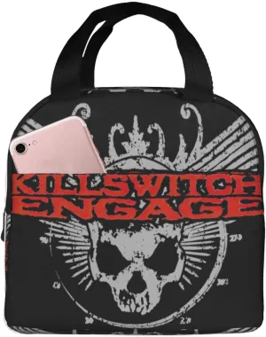 Killswitch Rock Band Engage Insulated Lunch Bag Reusable Lunch Tote Bag Lunch Organizer Meal Holder with Front Pocket Portable Handbag Lunch Zipper Cooler Bag for Work