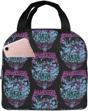 Killswitch Rock Band Engage Insulated Lunch Box Reusable Lunch Tote Bag Lunch Container Meal Holder with Front Pocket Stylish Handbag Lunch Zipper Cooler Bag for Hiking