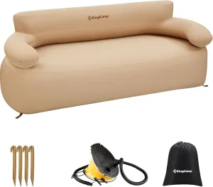 KingCamp Double Inflatable Couch Sofa Camping Chair Heavy Duty for Adults Two Person Outdoor Air Sofa with Fixed Webbing Support 880 lbs Blow Up Couch for Camping Picnic Beach Travel