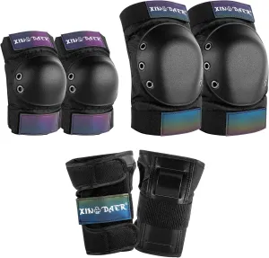 Knee and Elbow Pads Adult - (6 in 1) Knee Elbow Pads Wrist Pads with Drawstring Bag, Skating Protective Gear Set for Women & Men for Roller Skate, Skateboard, Bike Cycling, Scooter