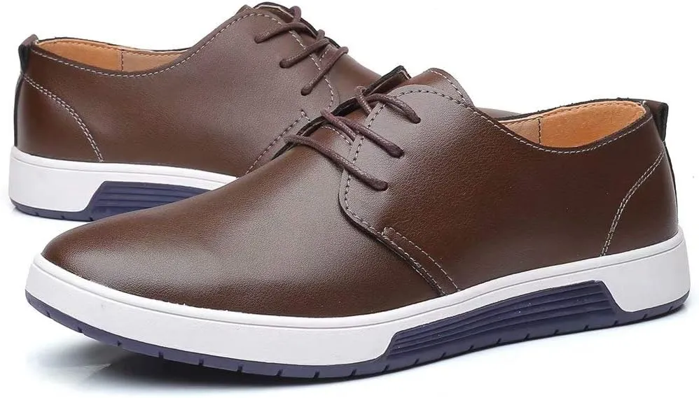 konhill Men's Casual Oxford Shoes - Breathable Dress Shoes Loafers Lace-up Flat Sneakers