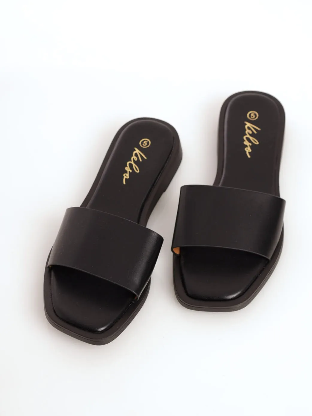 Ladies Square Toe Padded Mule Sandal - Black