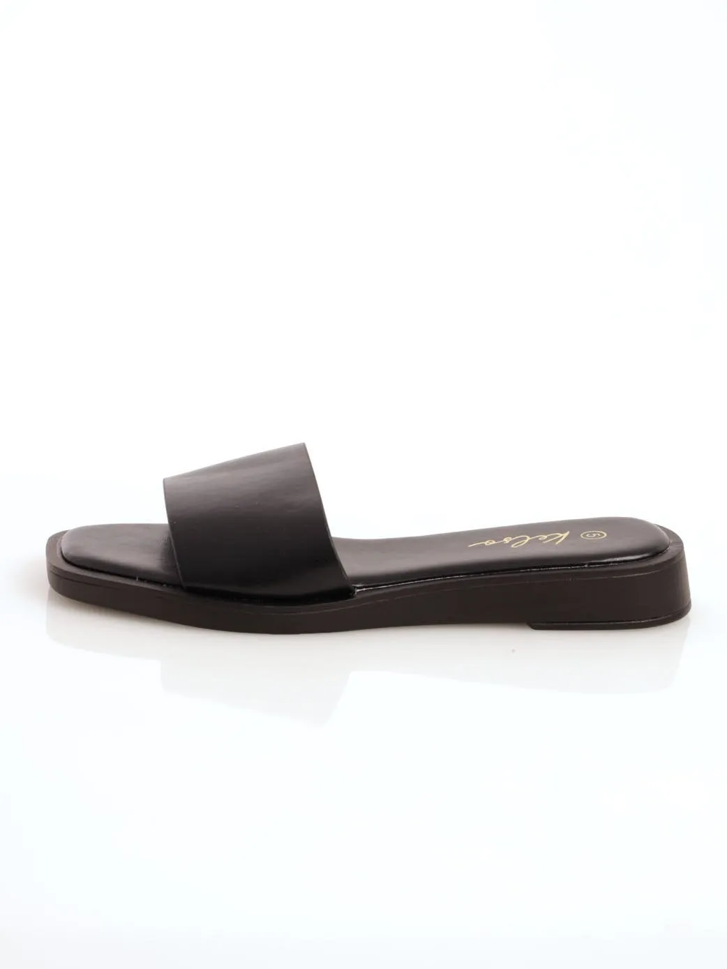 Ladies Square Toe Padded Mule Sandal - Black