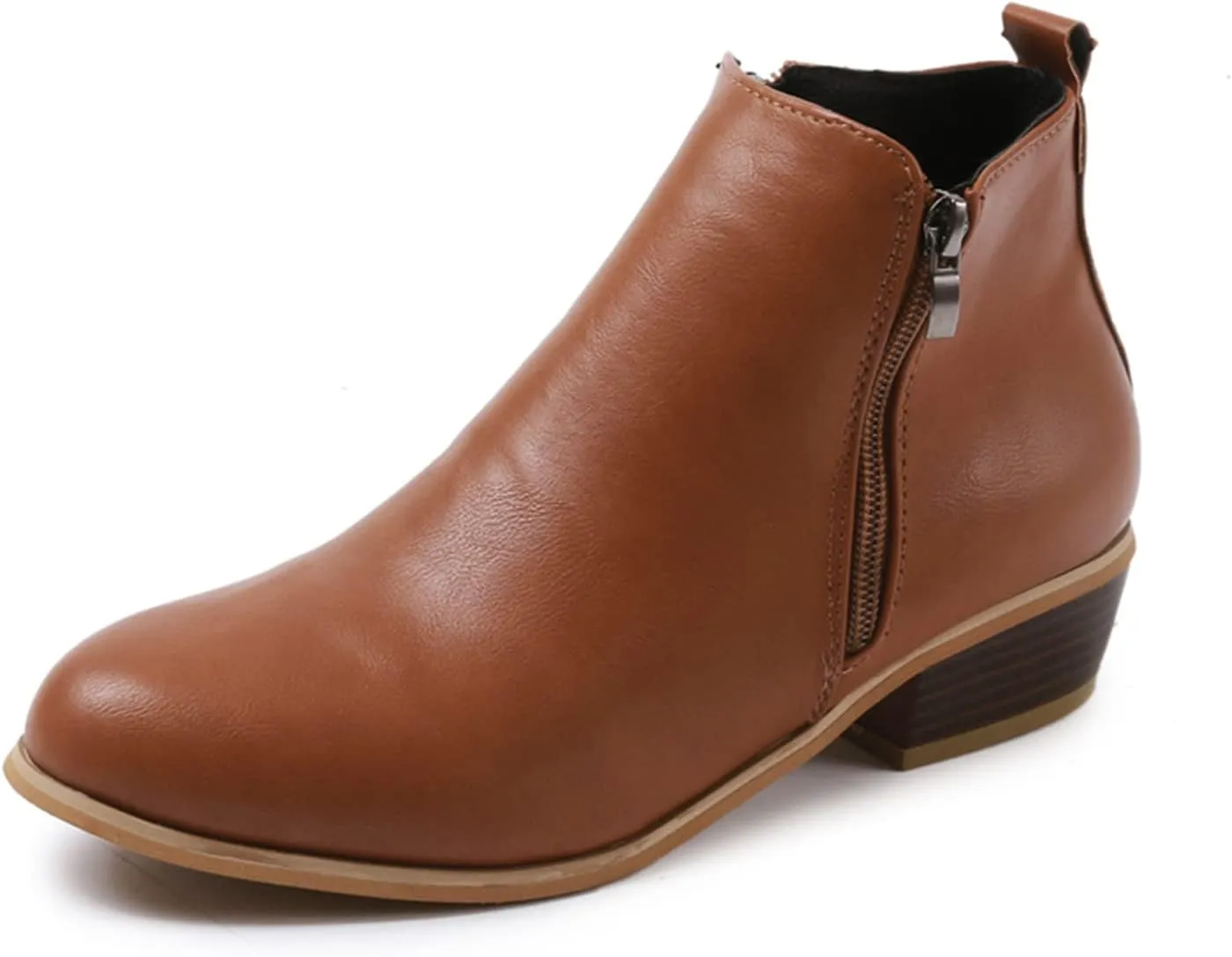 Ladmiple Ankle Boots For Women Low Heel Wide Width Chunky Block Heel Fall Winter Short Booties Cowboy Cowgirl Western Shoes
