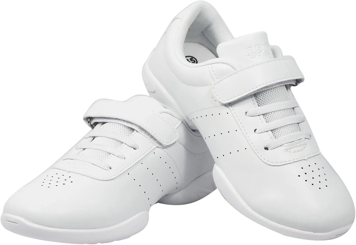 LANDHIKER Girls Cheer Shoes White Cheerleading Shoes Dance Athletic Training Tennis Breathable Youth Dancing Lightweight Competition Comfortable Cheer Sneakers