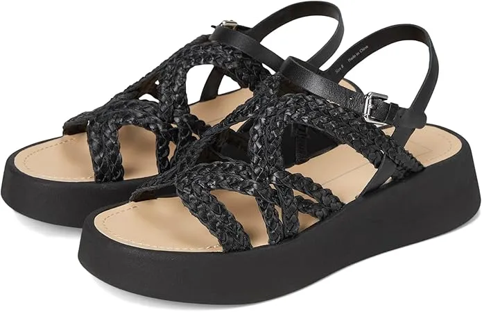 Leather Gatsby Verified transactions Wedge Buckle Open Black Sandals Vita Dolce Strappy Percentage-off Heeled Toe