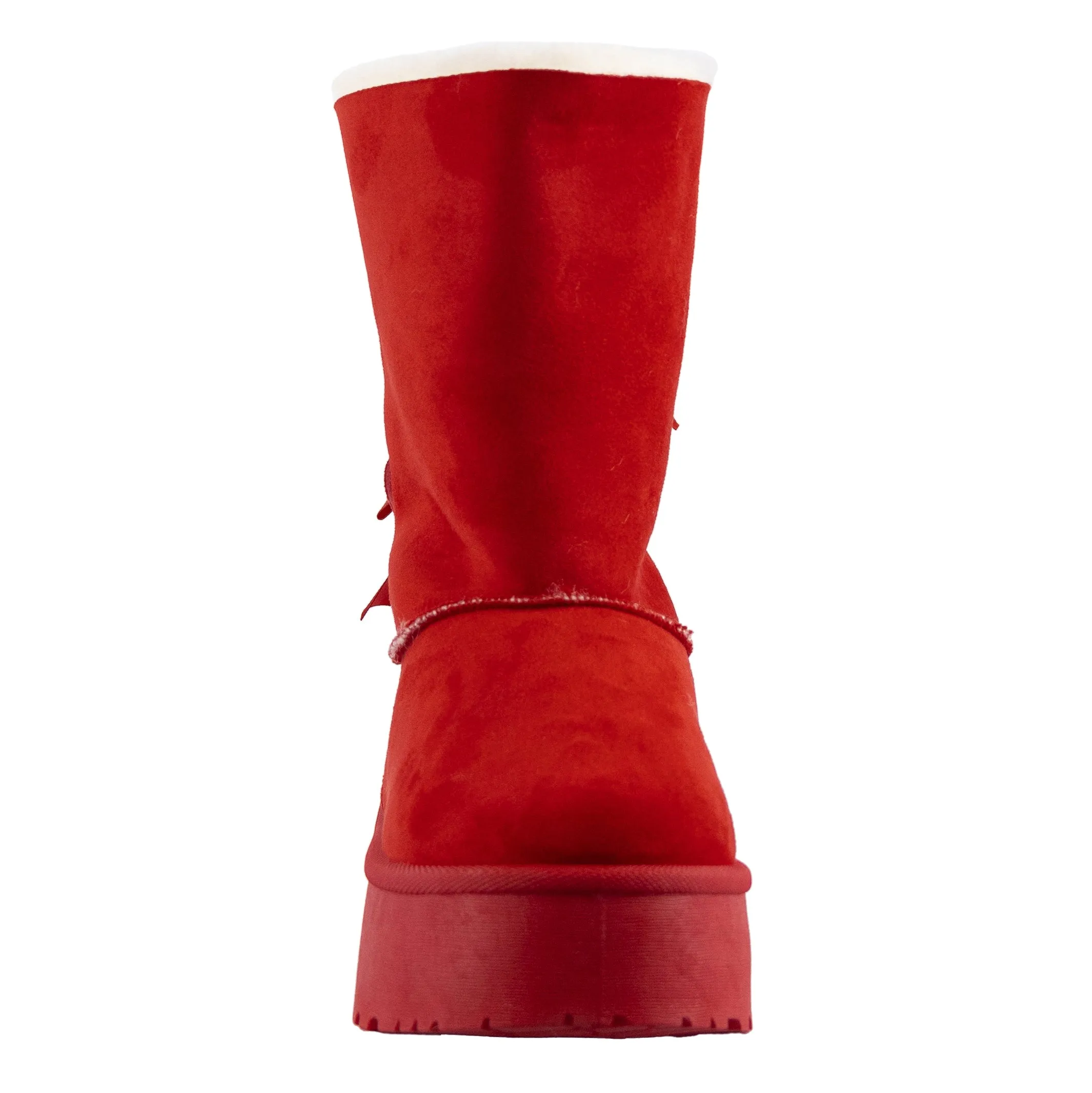 Liliana - Faux Fur Boots with Satin Bow, Flat Platform Design, Perfect for Adding a Feminine Touch to Winter Outfits