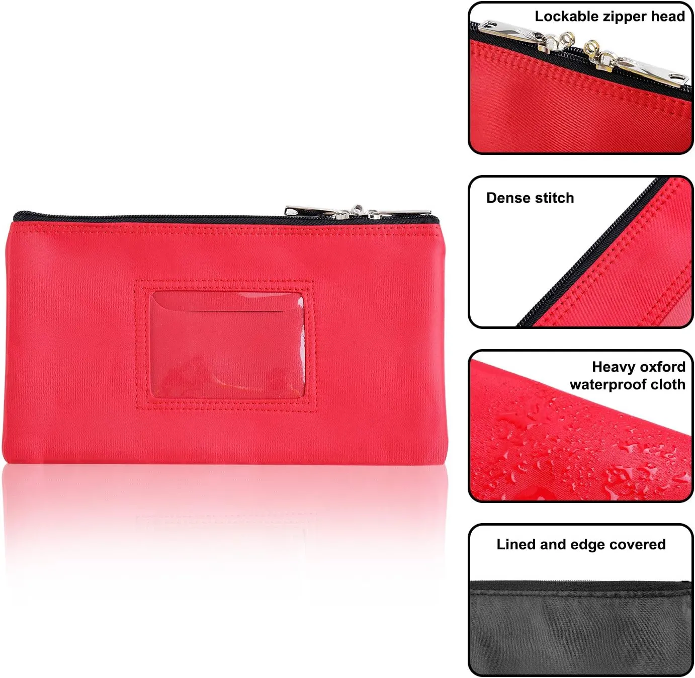 Lockable Bank Deposit Bag with Upgraded Zipper, Multi-Purpose Storage Zipper Pouch (Dark Blue)